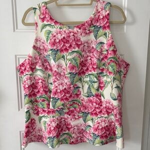 Boston Proper Floral Pink Hydrangea Print Sleeveless Top